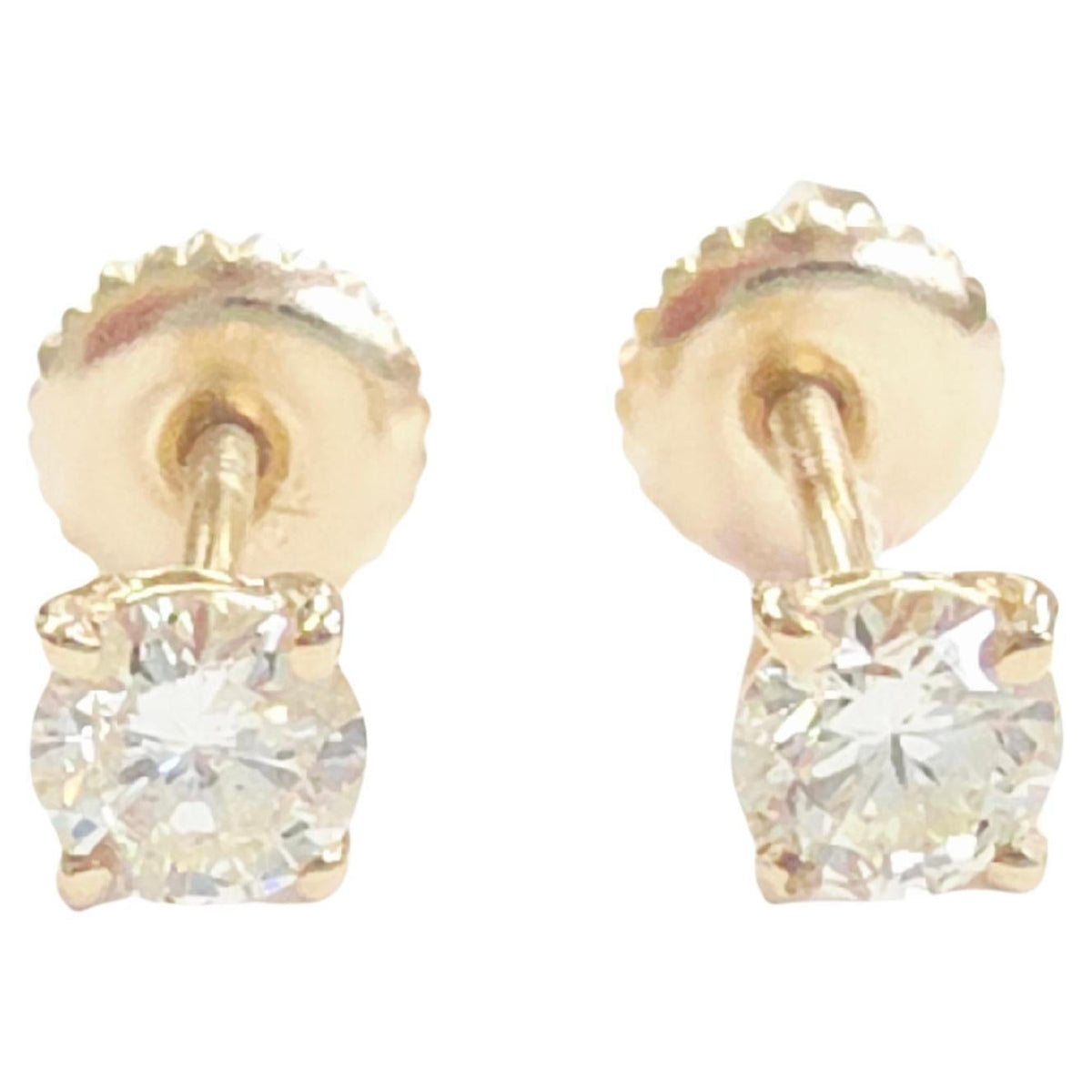 TRADE PRICING , 0.48ct Natural Round Brilliant Diamond Stud Earrings in 14K Gold