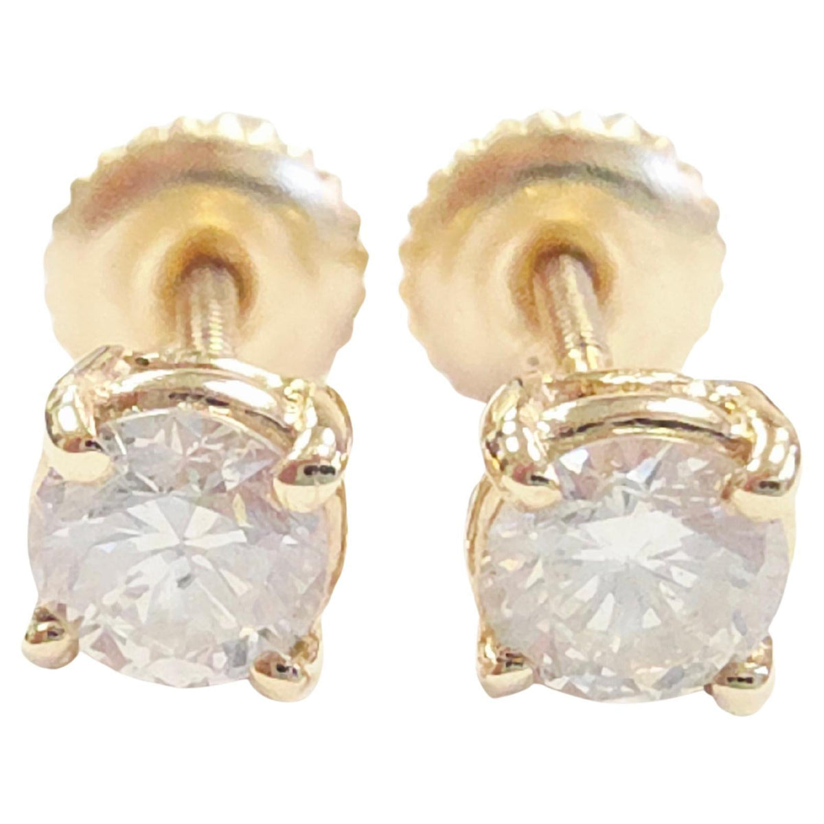 PRICED WHOLESALE, 0.60ct Round Diamond Stud Earrings in 14K Yellow Gold