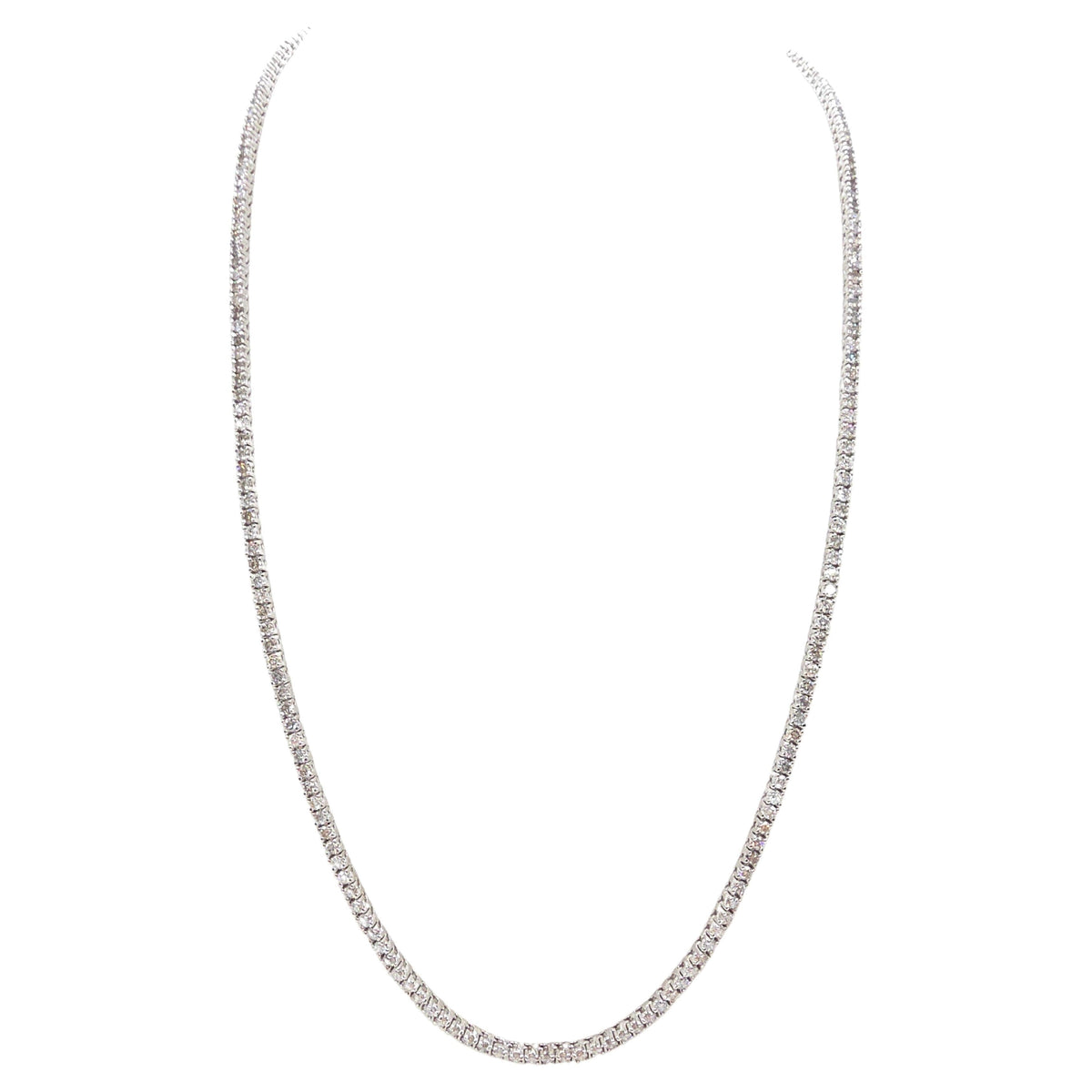 9.50 cts Round Natural Diamond Tennis Necklace in 14k White Gold 22''