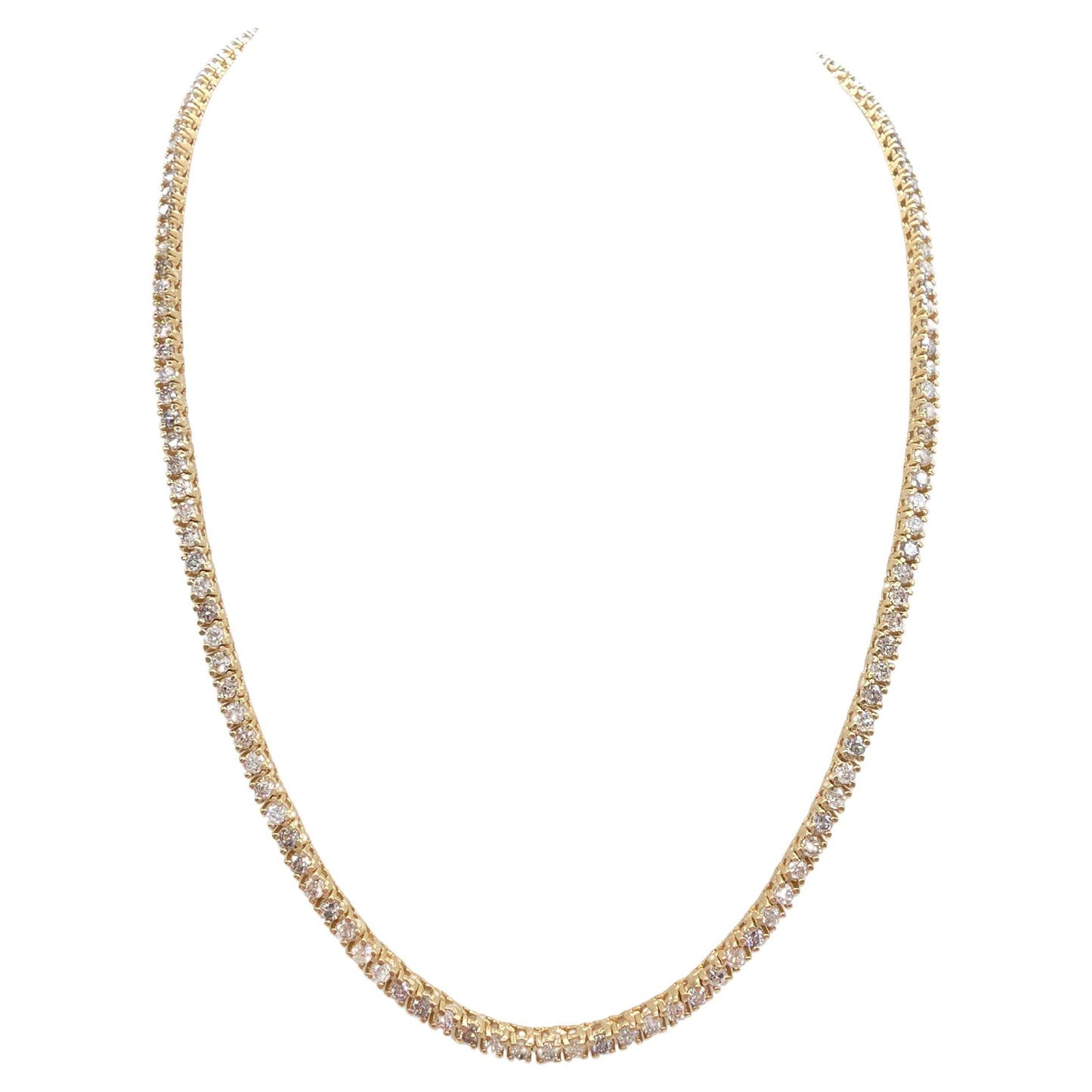 11.07 Carat Natural Diamond Tennis Necklace in 14K Yellow Gold 18"
