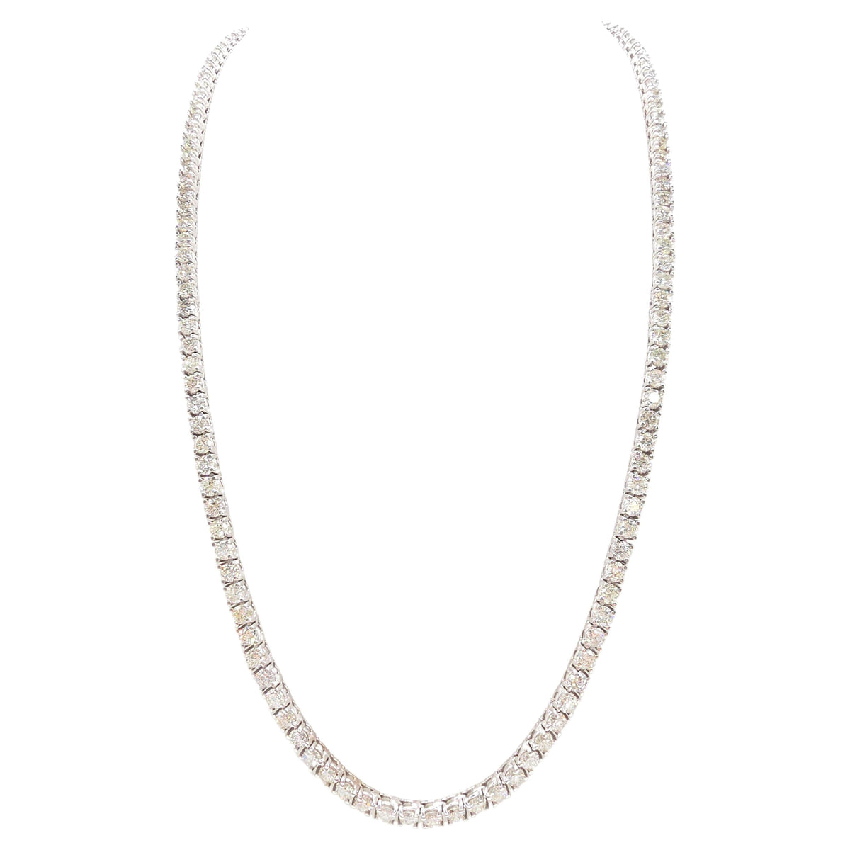 MONTH-LONG BLOWOUT SALE, 10.81 Cts Natural Diamond Necklace 14K White Gold 18''