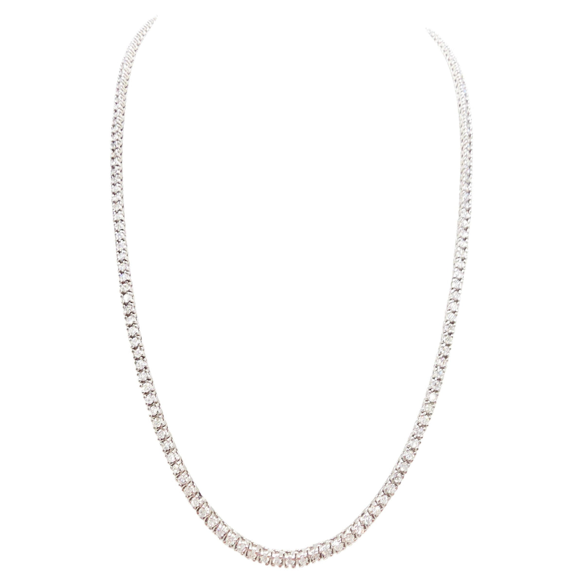 WHOLESALE VALUE, 5.26 Carat Round Natural Diamond Tennis Necklace 14K White 18''