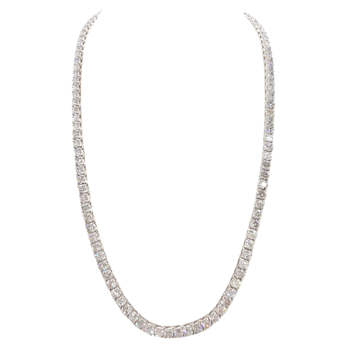 CLEARANCE, 33.25 Cts Round Natural Diamond Tennis Necklace 14K White 20''