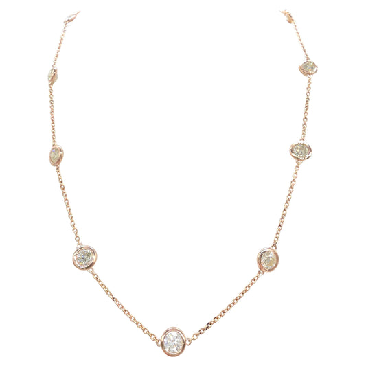 5.45 Carat Diamond by the Yard Necklace in 14K Rose Gold