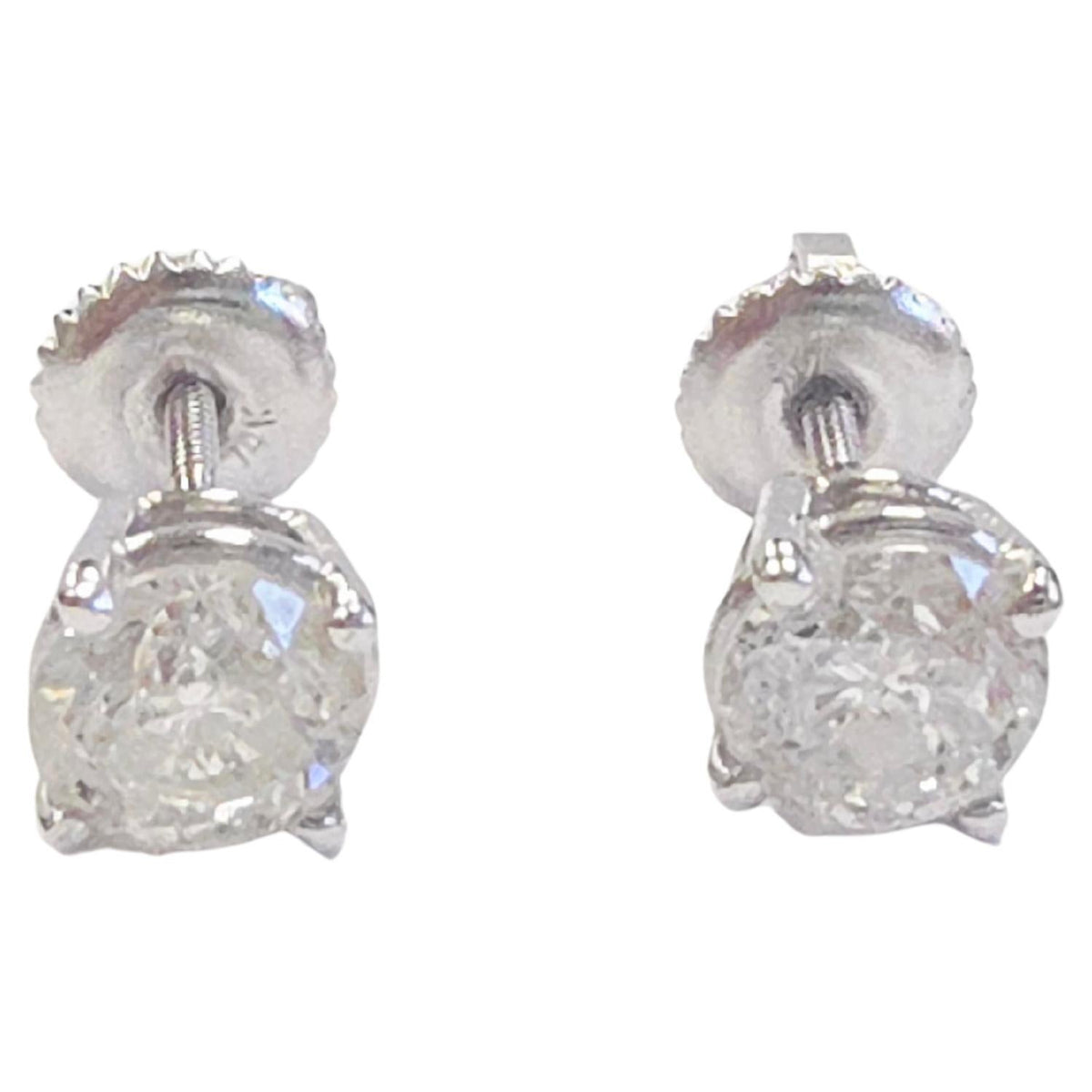 MANUFACTURER PRICING, 1.42ct Round Diamond Stud Earrings in 14K White Gold