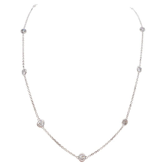 2.76 Carat Nature Diamond By The Yard Necklace 14 Karat White Gold 18''