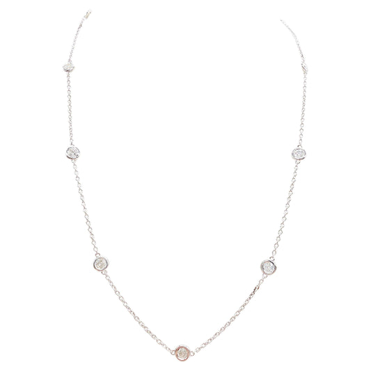 1.93 Carat Nature Diamond By The Yard Necklace 14 Karat White Gold 18''