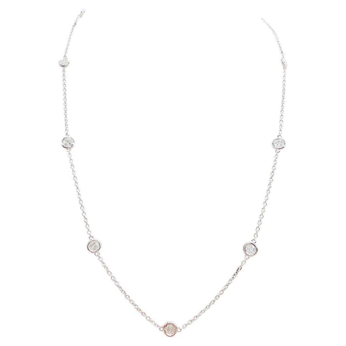PRICE TO SELL- NO OFFERS, 1.93ct Natural Diamonds 14K White, Station Necklace