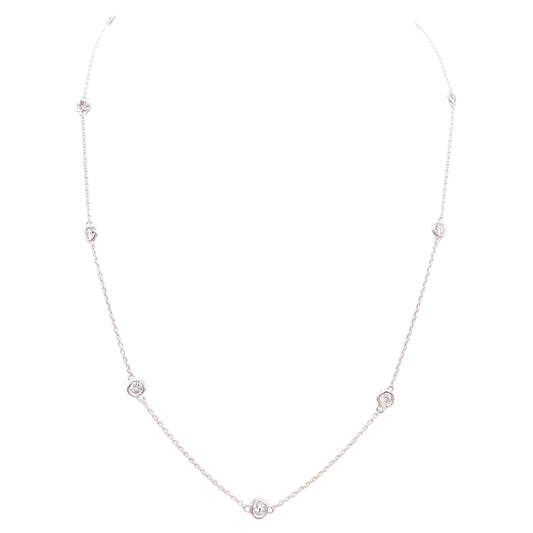 1.01 Carat Nature Diamond By The Yard Necklace 14 Karat White Gold 18''