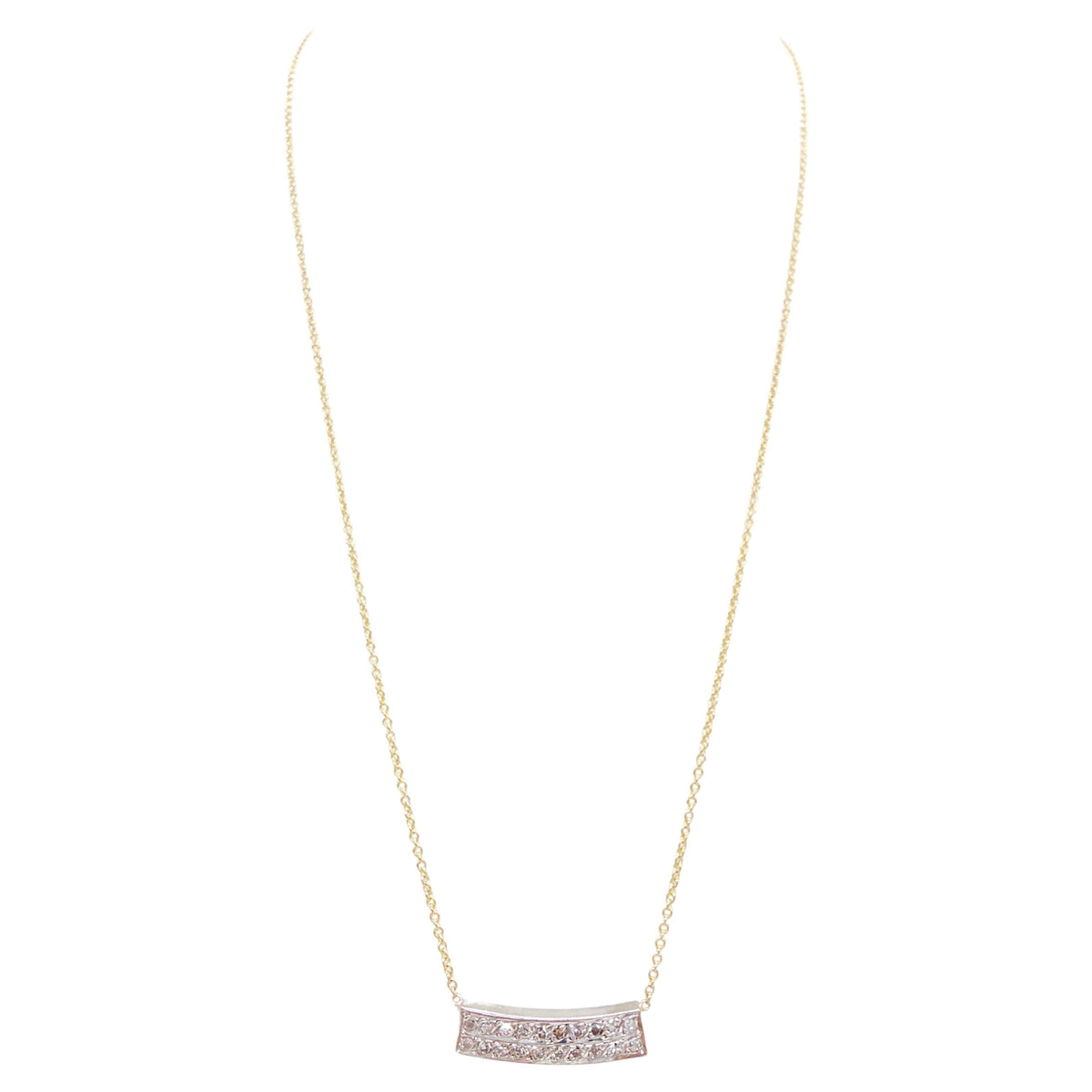 CLEARANCE, 0.70 Cts Diamond Bar Necklace in 18K White Gold and 14K Yellow Gold