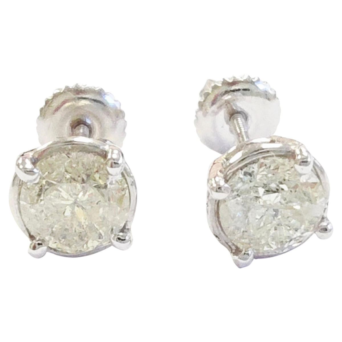 WHOLESALE VALUE, 1.64ct Round Diamond Stud Earrings in 14K White Gold