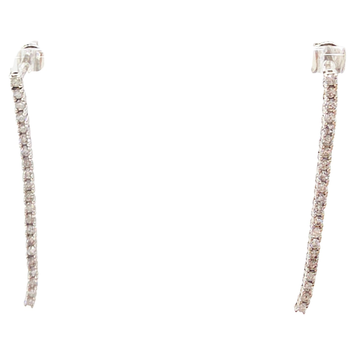 1.35 Carat Natural Diamond Tennis Drop Earrings in 14K White Gold