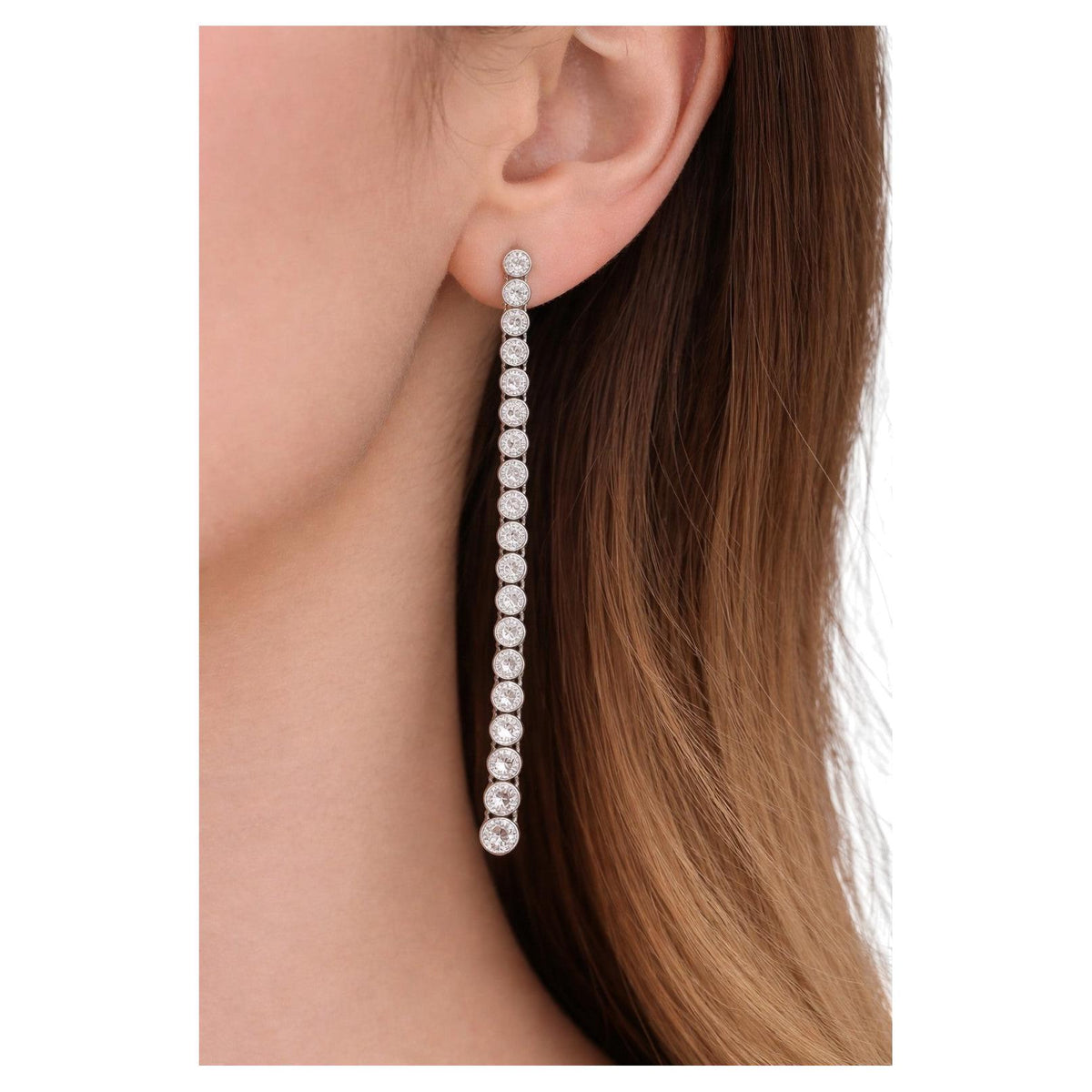 BLOWOUT PRICE-NO OFFER, 4.01 ct Natural Diamond Tennis Drop Earrings in Platinum