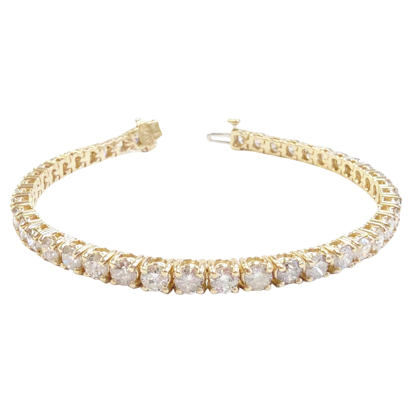 8.24 Carat Natural Diamond Tennis Bracelet 14K Yellow Gold