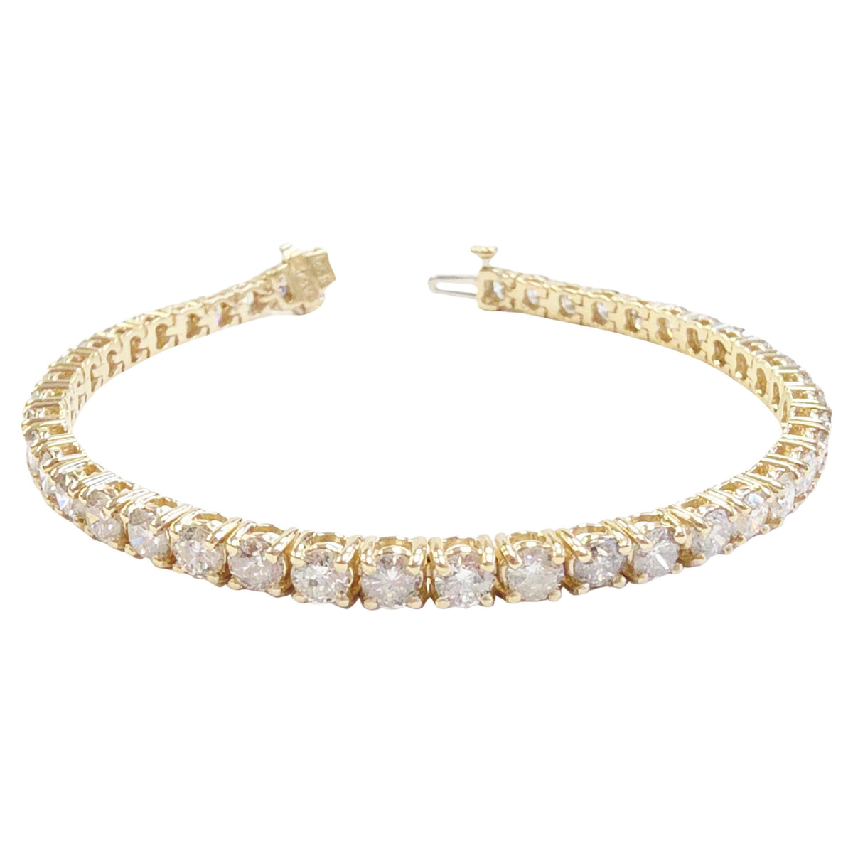 WEEK-LONG BLOWOUT SALE, 8.18 ct Natural Diamond Tennis Bracelet 14K Yellow Gold
