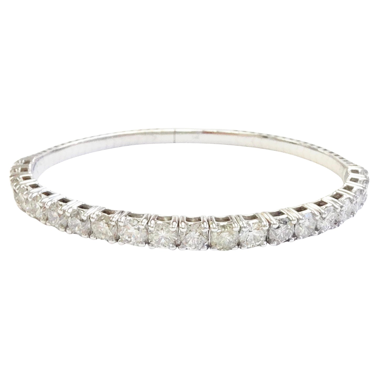 6.65 Carat Natural Diamond Flexible Bangle White Gold 14 Karat