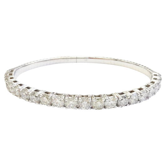 6.65 Carat Natural Diamond Flexible Bangle White Gold 14 Karat