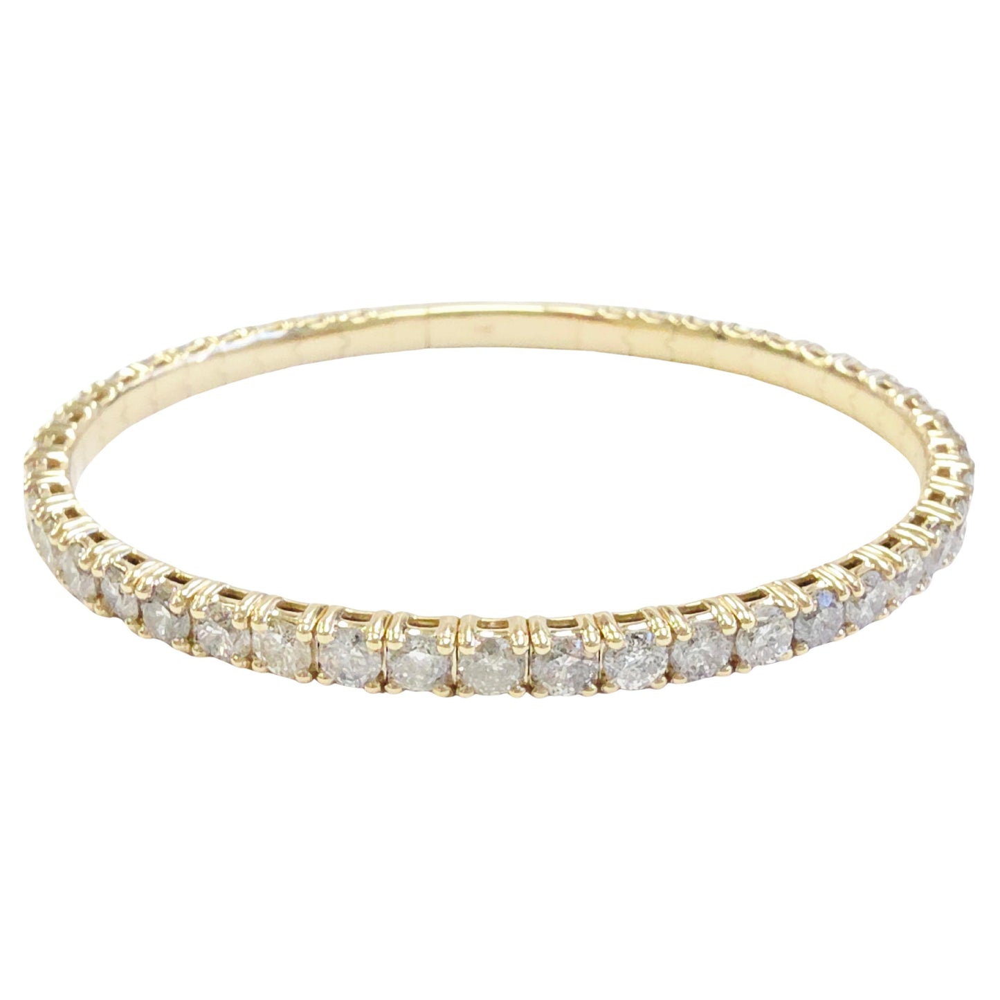 8.26 Ct Natural 14K Yellow Gold Flexible Diamond Bangle by Brillante Jewels