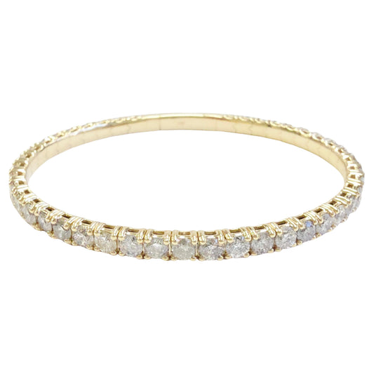 8.26 Ct Natural 14K Yellow Gold Flexible Diamond Bangle by Brillante Jewels