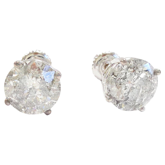 4.22 ct Round Diamond Stud Earrings in 14K White Gold