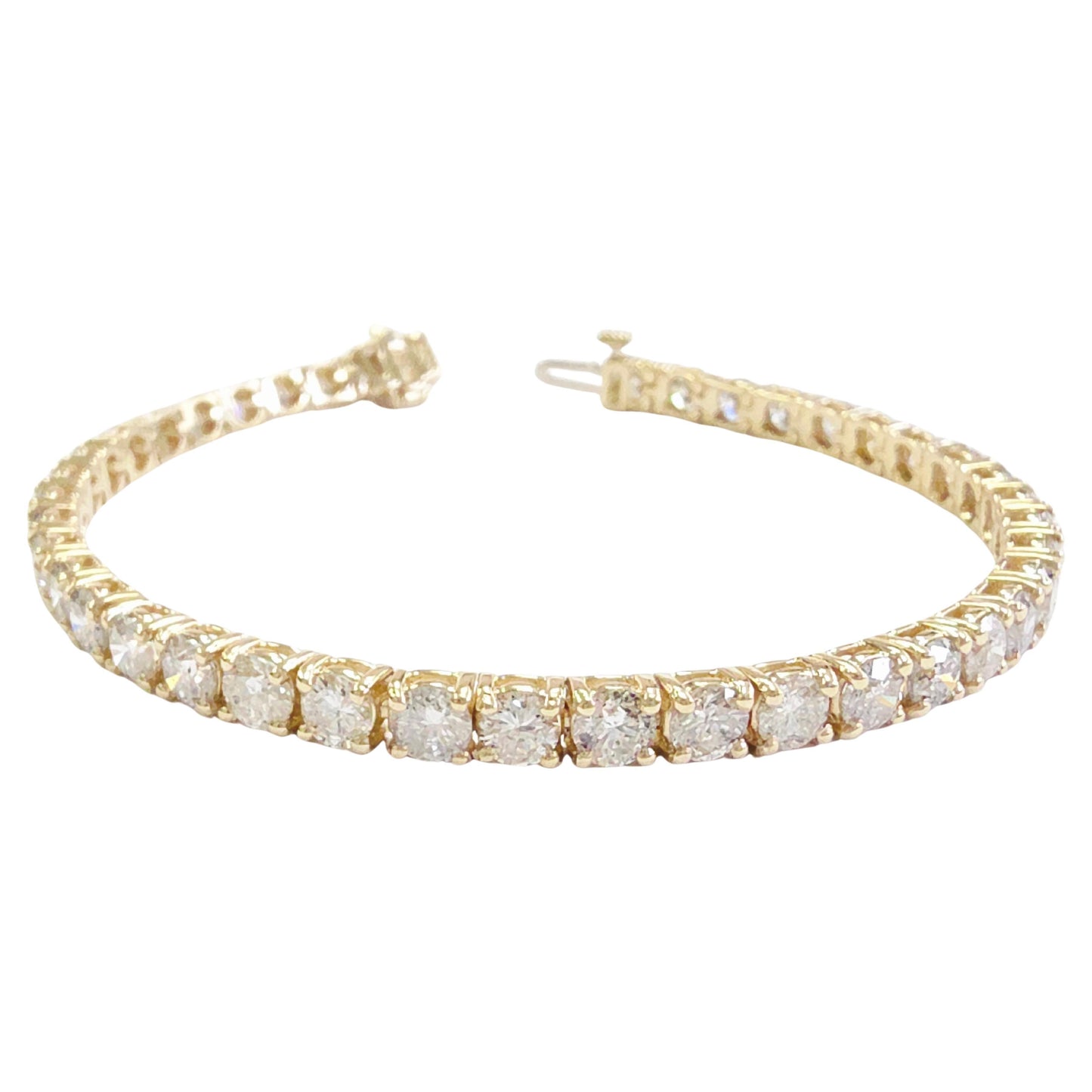 9.33 Carat Natural Diamond Tennis Bracelet 14K Yellow Gold