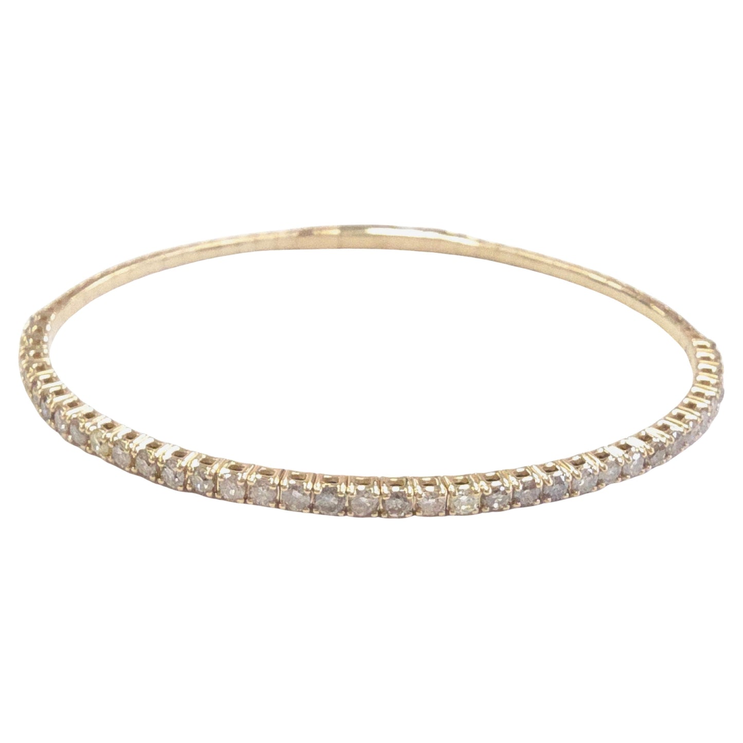 1.60 Ct Natural 14K Yellow Gold Flexible Diamond Bangle