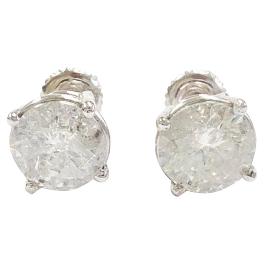 3.30 ct Round Diamond Stud Earrings in 14K White Gold