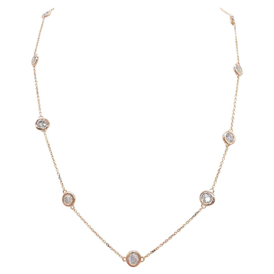3.12 ct Natural Diamond by the Yard Necklace in 14K Rose Gold