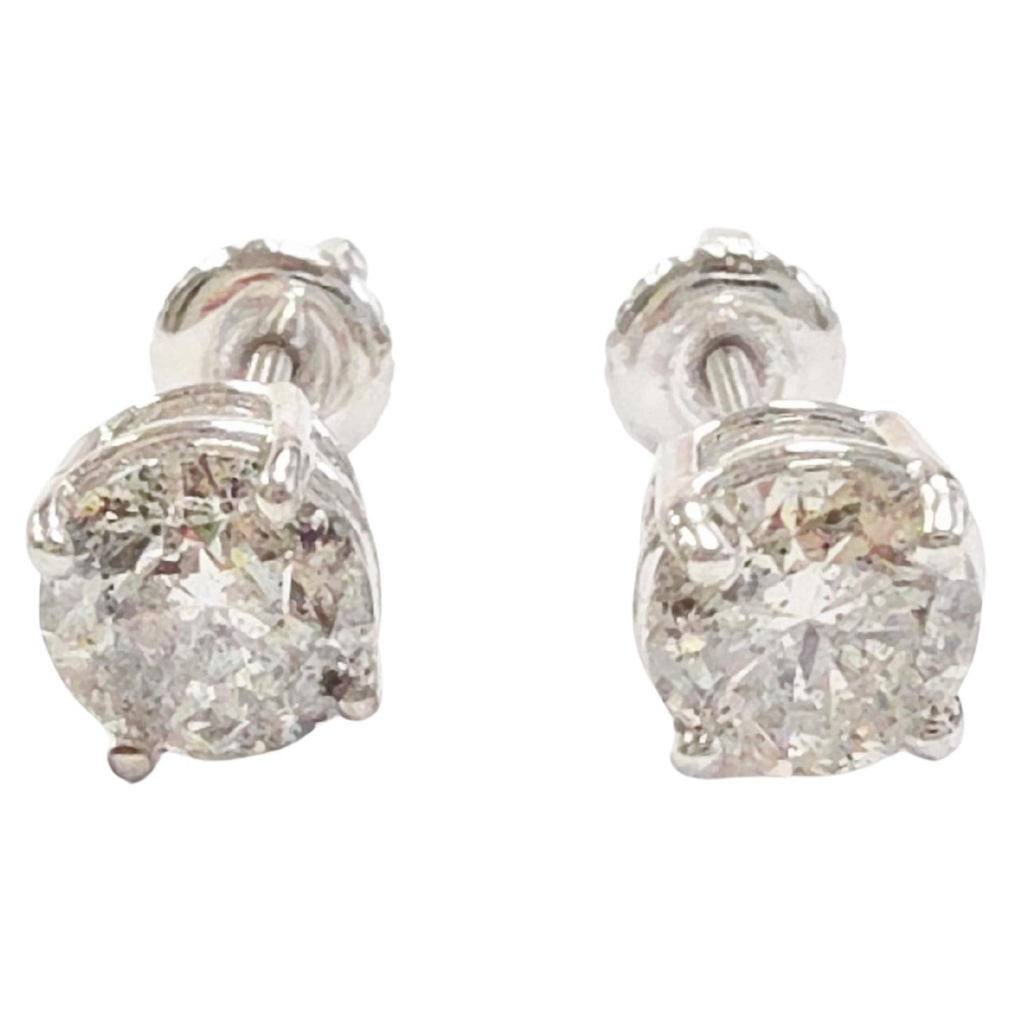 2.10 ct Round Diamond Stud Earrings in 14K White Gold
