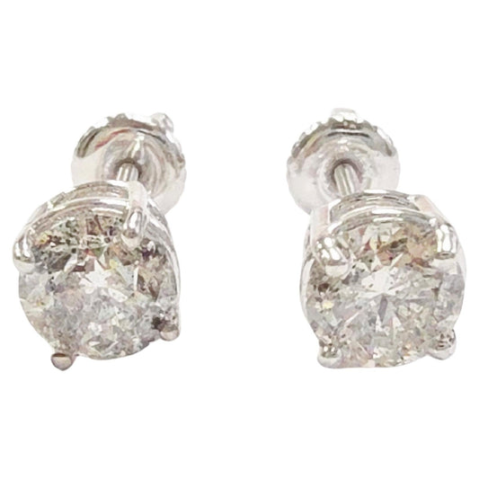 2.10 ct Round Diamond Stud Earrings in 14K White Gold