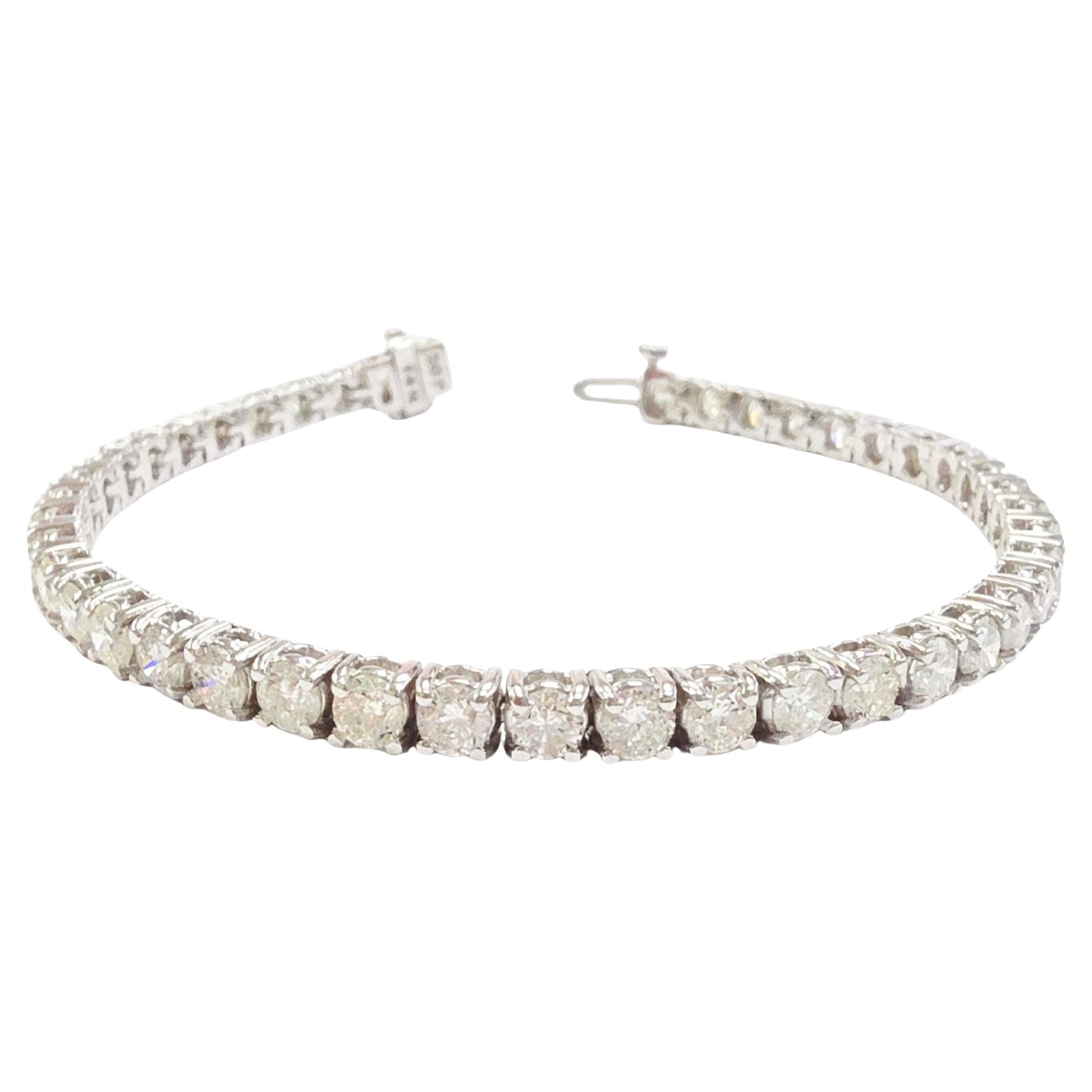 8.08 Carat Natural Diamond Tennis Bracelet 14K White Gold