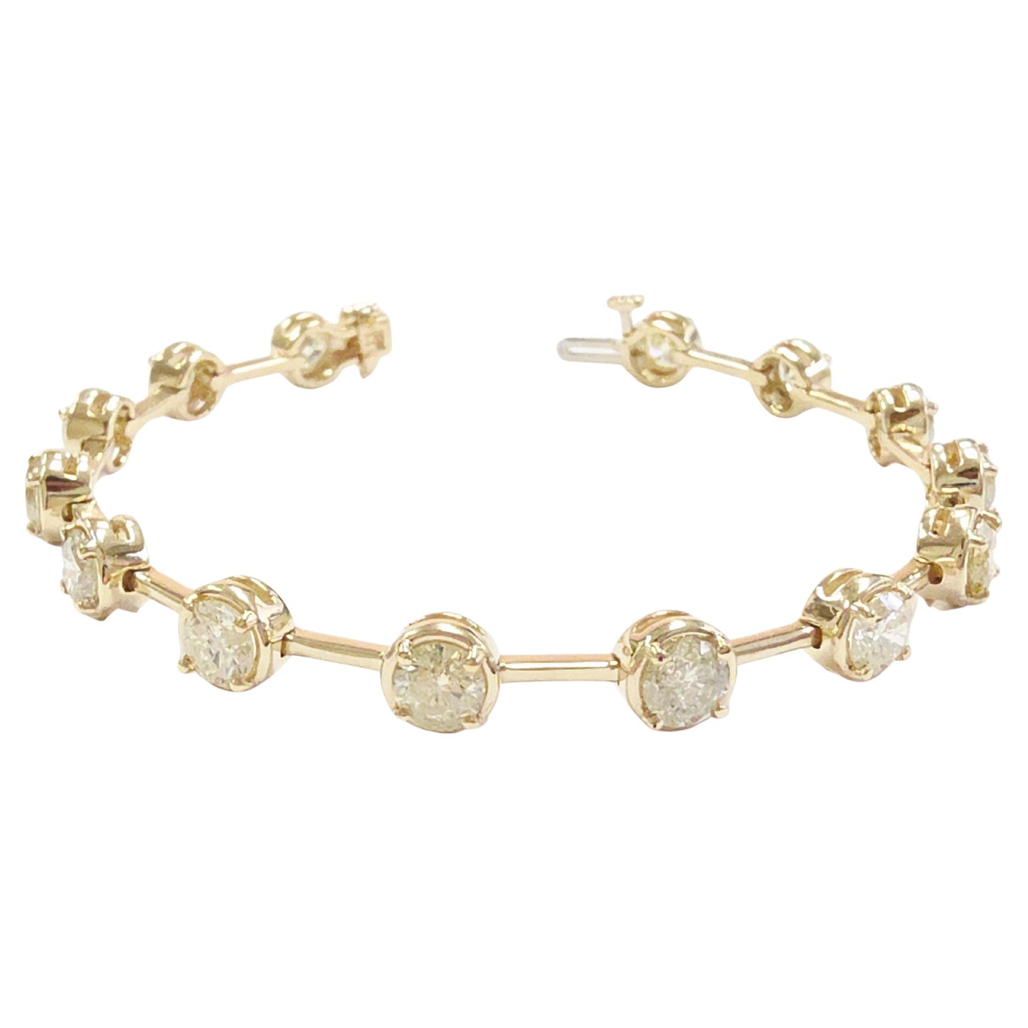 7.28 Carat Natural Diamond Bar Bracelet 14 Karat Yellow Gold