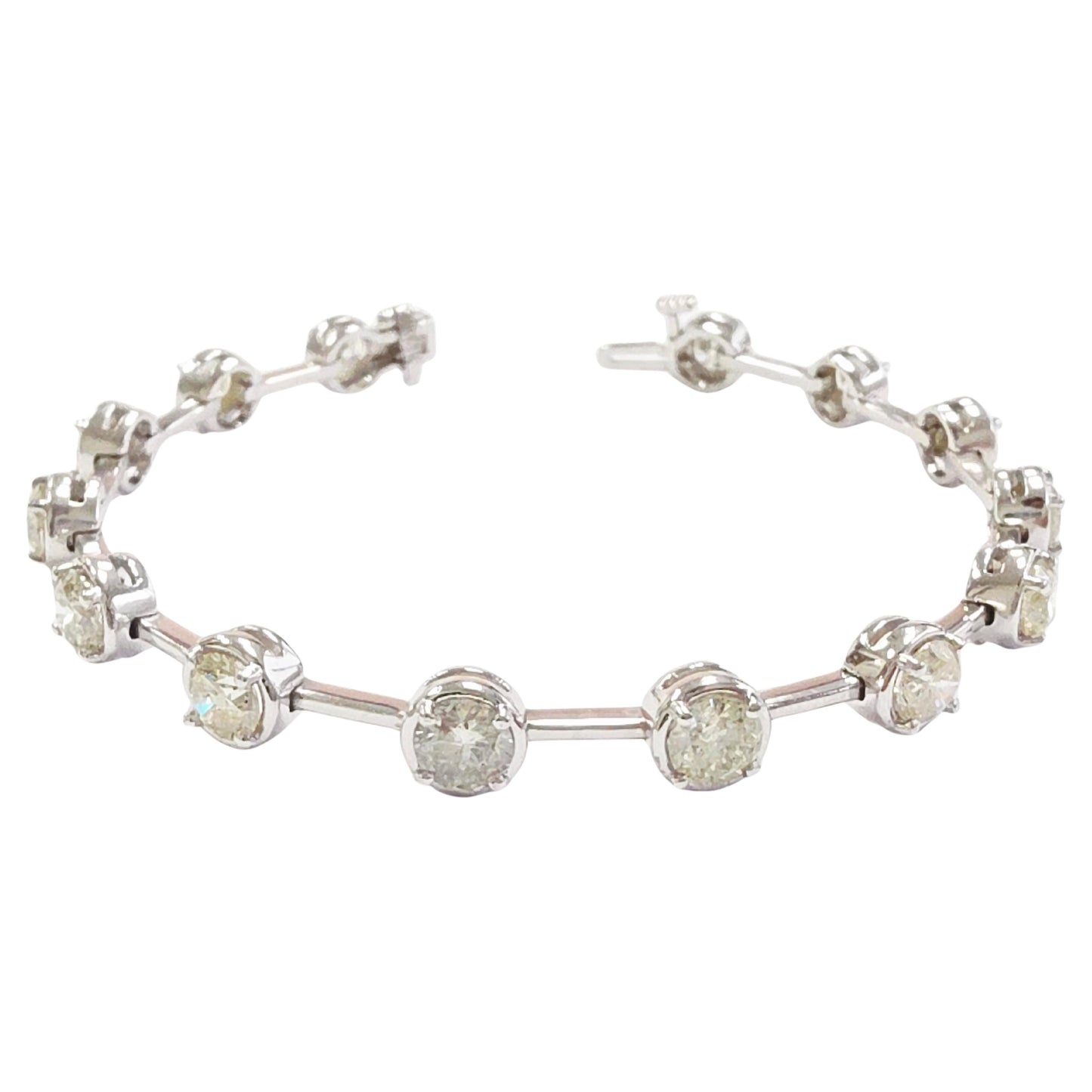 7.25 Carat Natural Diamond Bar Bracelet 14 Karat White Gold