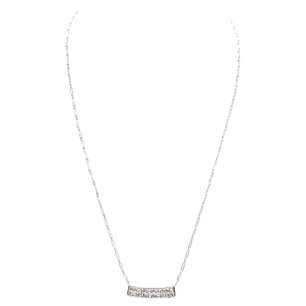 WEEK-LONG BLOWOUT SALE, 18K Natural 0.70 Cts Diamond Bar Necklace White Gold