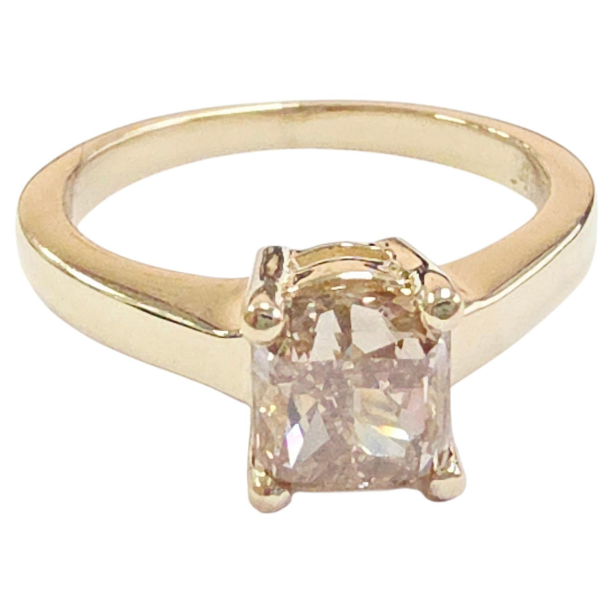 PRICE TO SELL- NO OFFERS, 1.66 ct Radiant Cut Fancy Brown-Yellow Diamond Ring