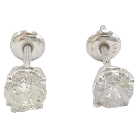 1.20 ct Round Diamond Stud Earrings in 14K White Gold