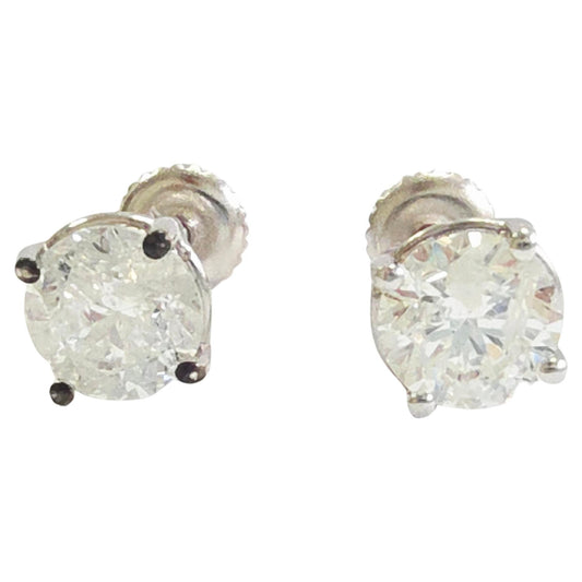 2.04 ct Round Diamond Stud Earrings in 14K White Gold