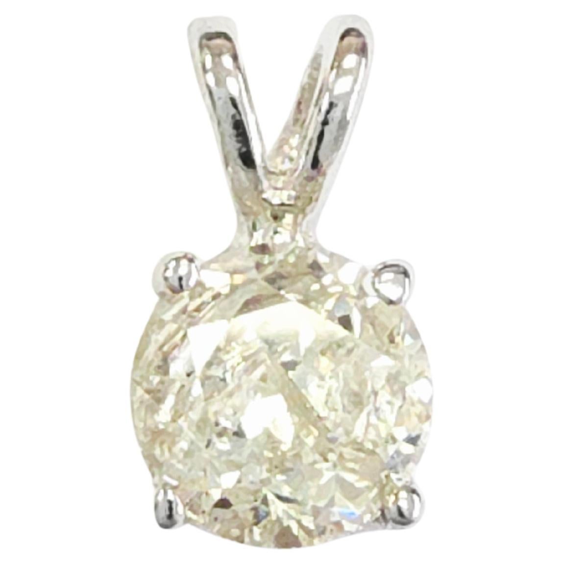 WEEK-LONG BLOWOUT SALE, 0.85 Carat Round Natural Diamond Pendant 14K White
