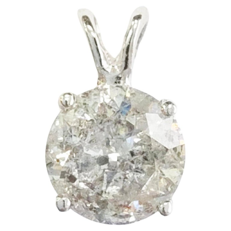 1.56 ct Round Diamond Pendant in 14K White Gold