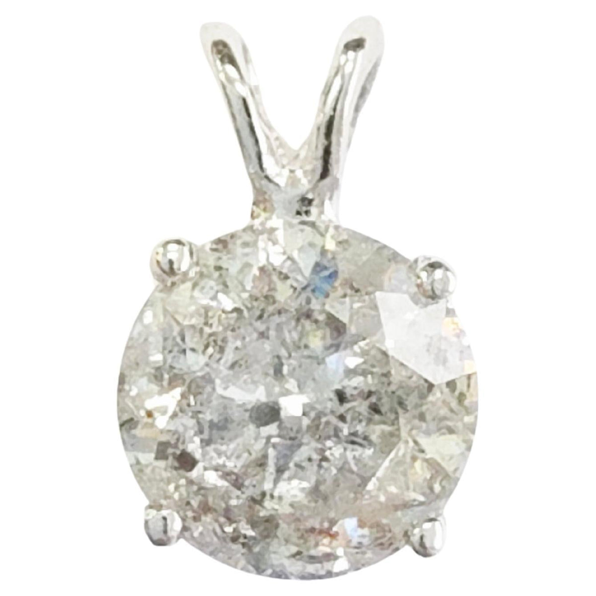 WEEKEND BLOWOUT SALE, 1.56 ct Round Diamond Pendant in 14K White Gold