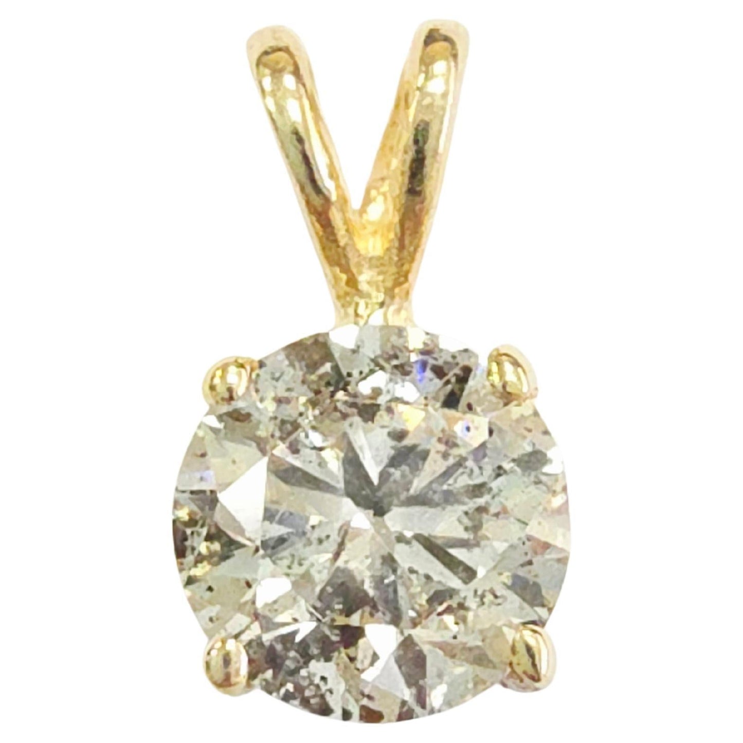 1.17 ct Round Diamond Pendant in 14K Yellow Gold