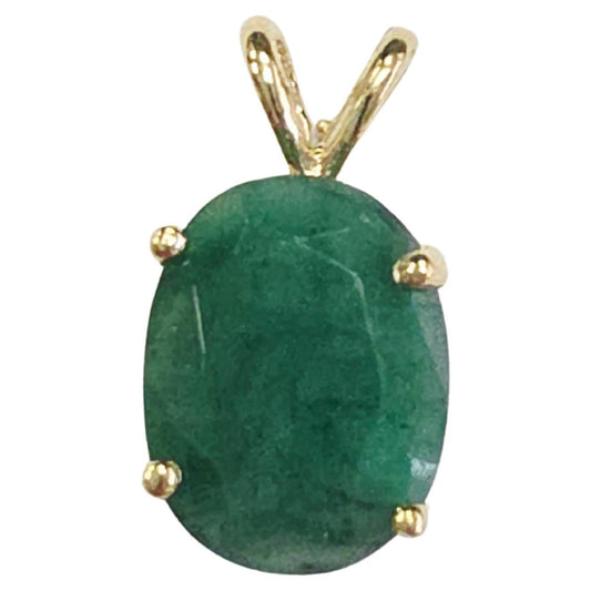 2.98 Carats Natural Emerald Pendant Yellow Gold 14 Karat