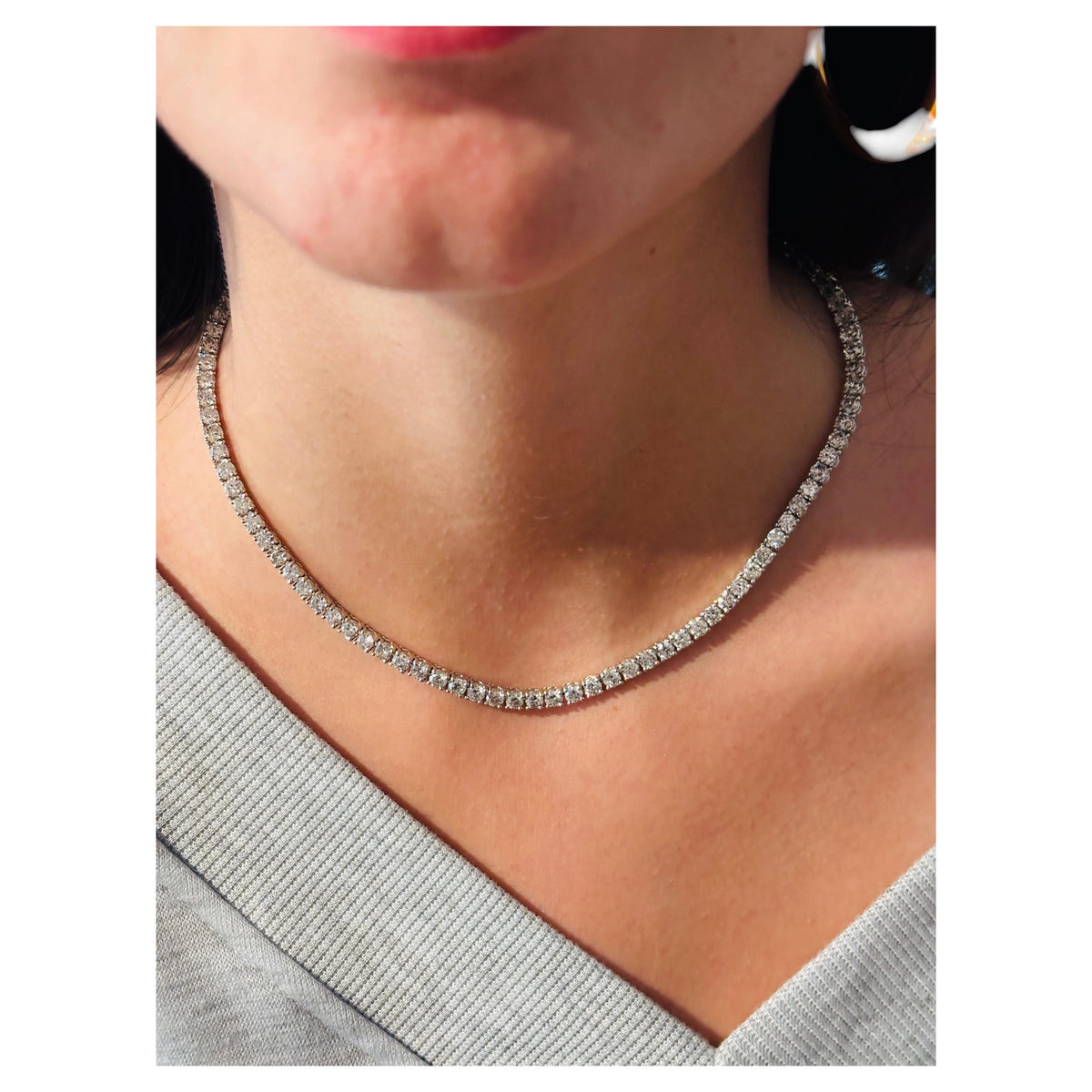 TRADE PRICING, 21.75 cts Natural Diamond Tennis Necklace 14k White Gold 16''