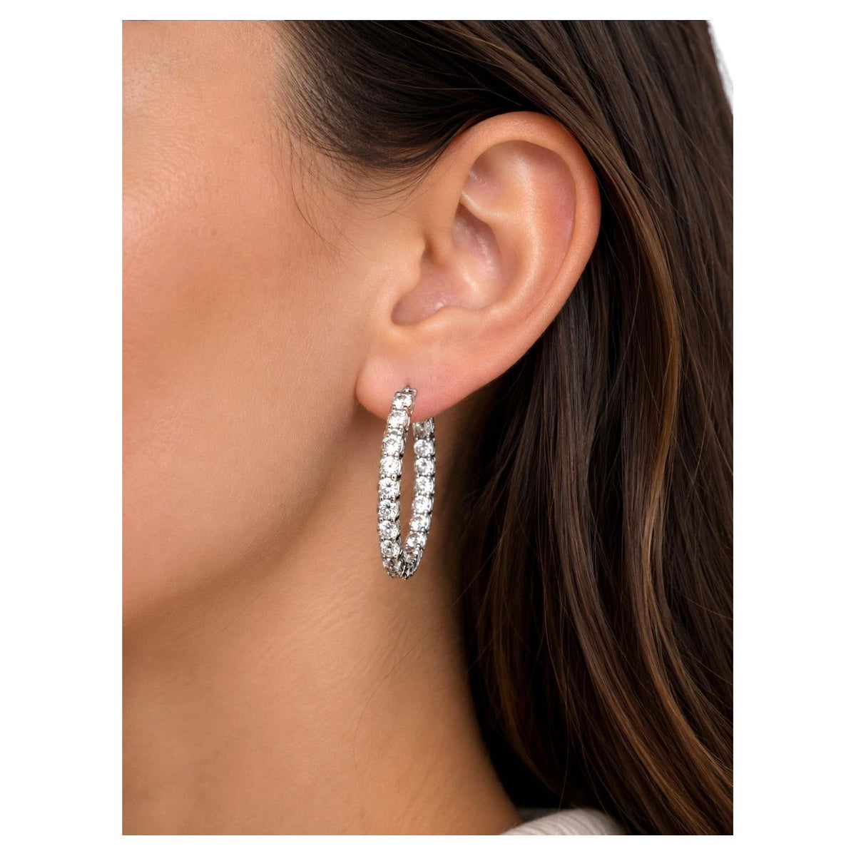 PRICED WHOLESALE, 9.26 Cts Natural diamonds Oval Hoop Earrings 14K White Gold