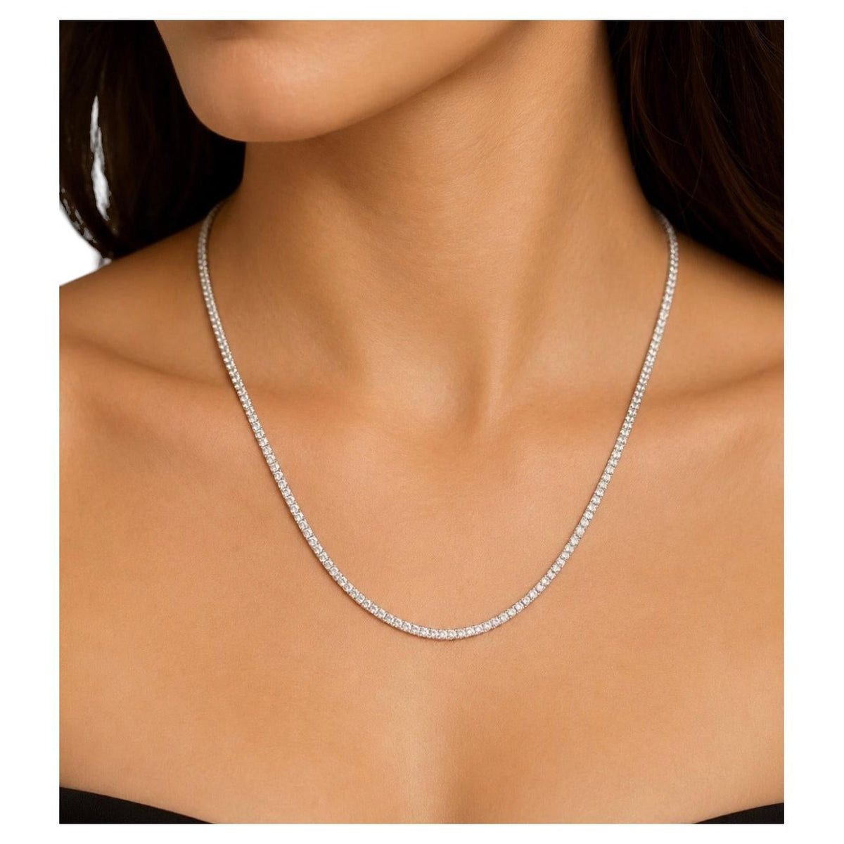 WHOLESALE VALUE, 15.03 carat Diamond Tennis Necklace 14 karat White Gold 18''