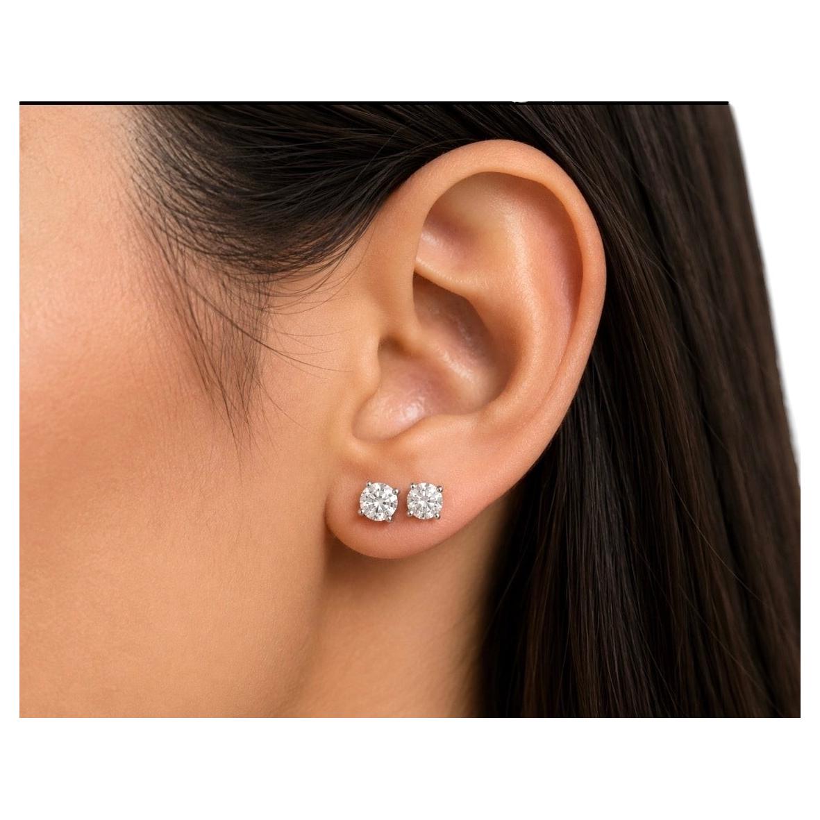 MONTH-LONG BLOWOUT SALE, 4.02 Carats Natural Diamond Studs 14 Karat White Gold