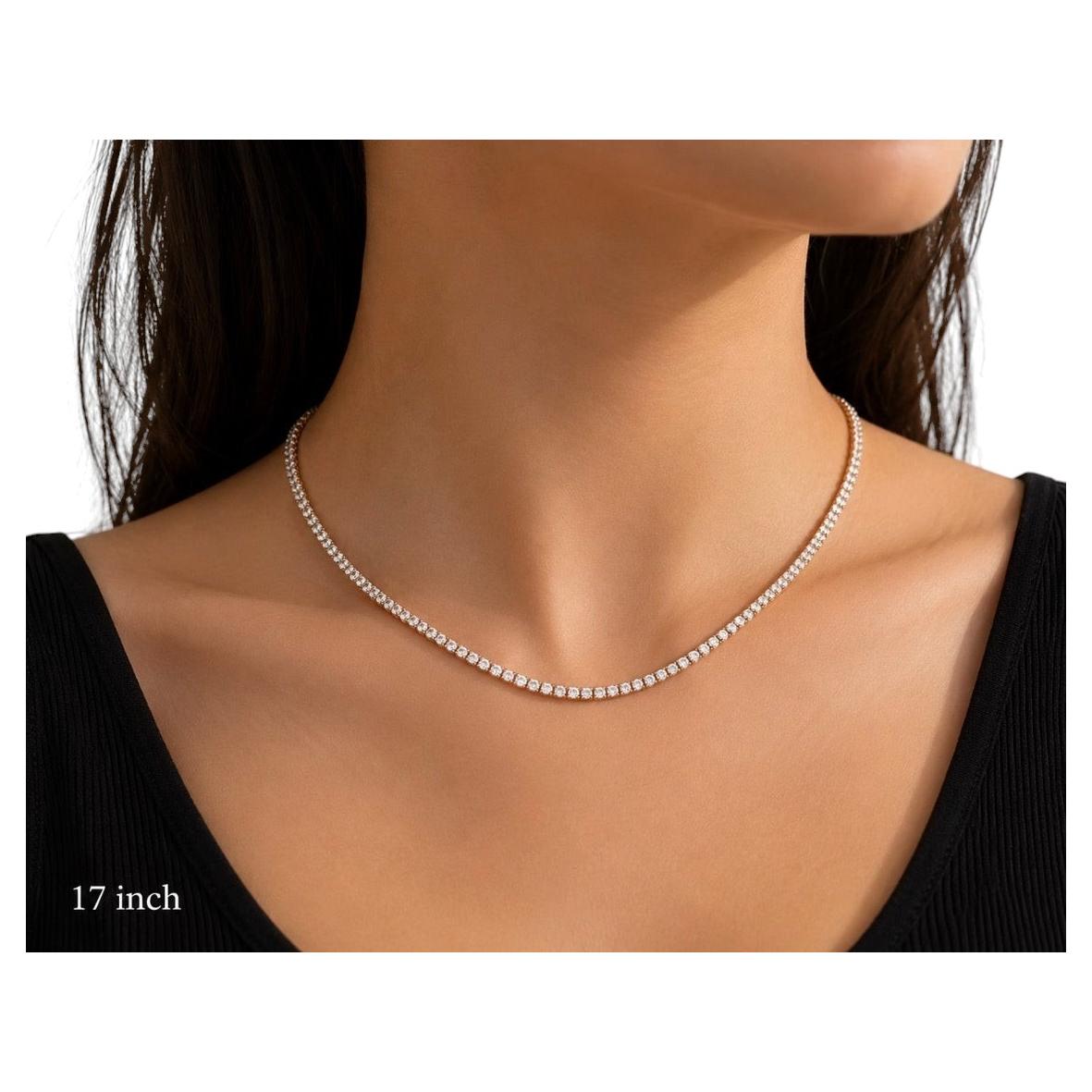CLEARANCE EVENT, 9.15 cts Natural Diamond Tennis Necklace 14K Yellow 19"