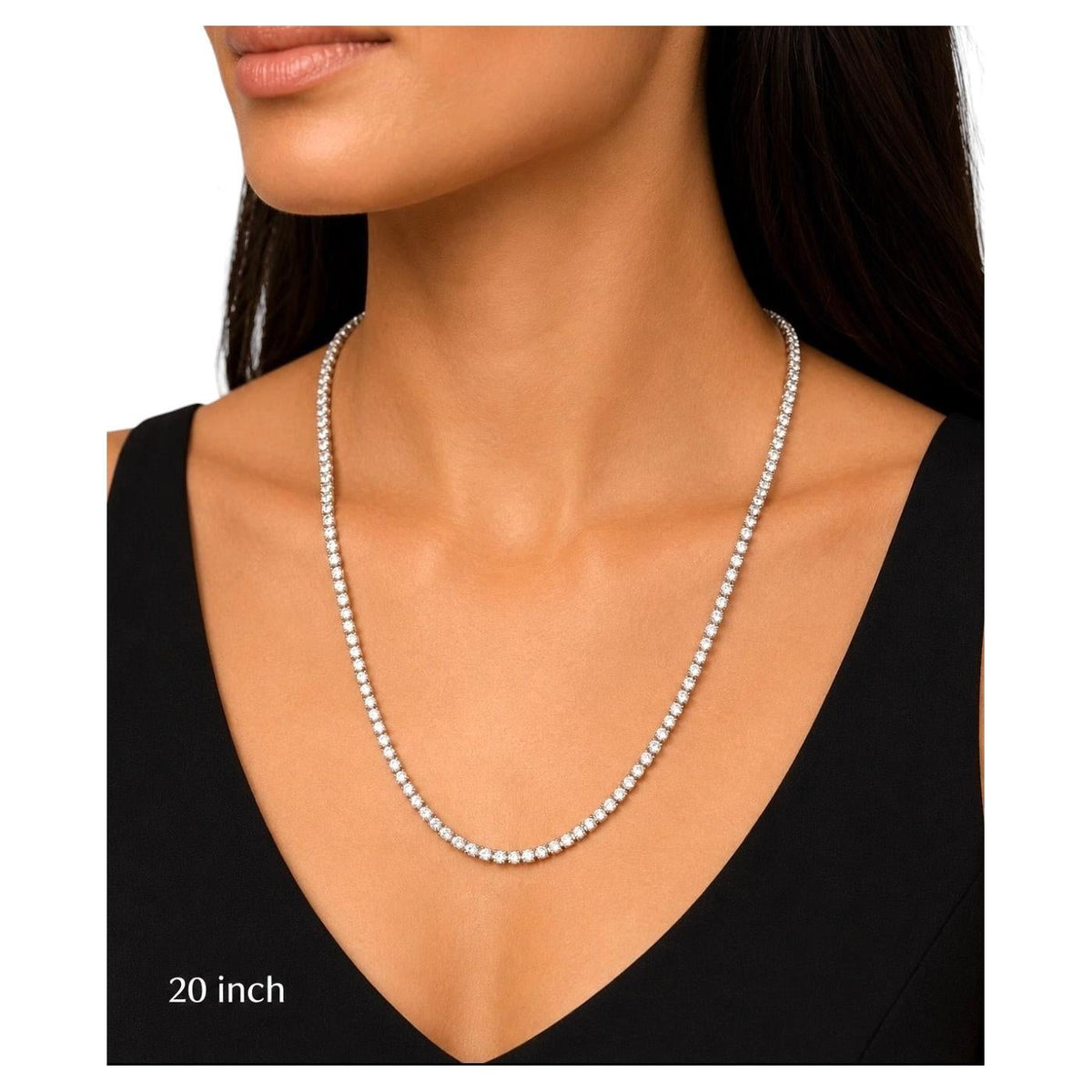 PRICE TO SELL- NO OFFERS, 6.25 ct Round Natural Diamond Necklace 14k White 20''