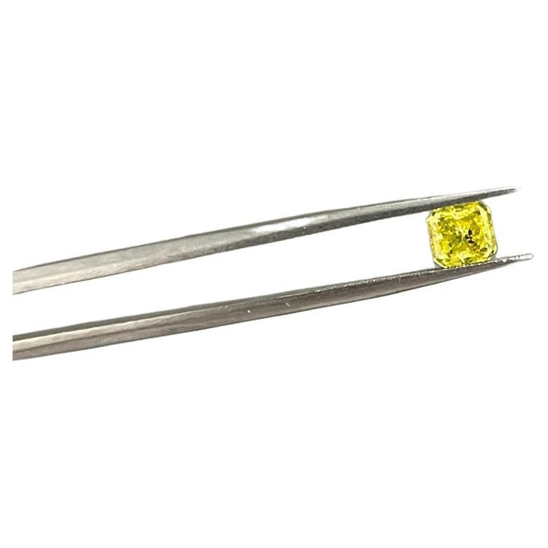 ONE-DAY CLOSEOUT SALE, 0.78 Carat Fancy Vivid Yellow Radiant Loose Diamond